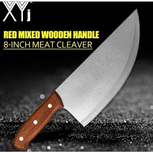 XYj 8 Inch Stainless Steel Bone Cutter Wide Sharp Blade Slicing Knife Meat Cleaver Slaughtering Chopping Cutting Slicing Tool