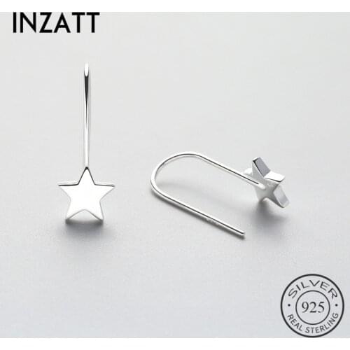 INZATT Geometric Glossy Star Dangle Drop Crystal Earrings 2018 For Women Engagement Party 925 Sterling Silver Fine Jewelry