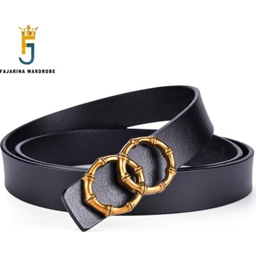 FAJARINA Ladies Quality Cowskin Leather Womens Retro Styles Cowhide Belt Double Ring Buckle Casual Belts for Women N17FJ790