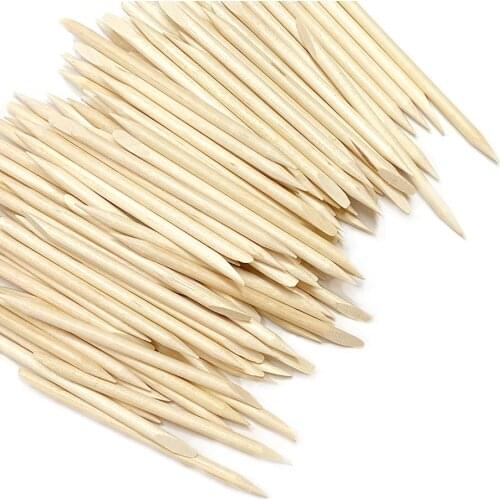 100pcs/pack Orange Double End Nail Art Design Nail Art Wood Stick Dead Skin Cuticle Pusher Remover Manicure Pedicure Care Tool