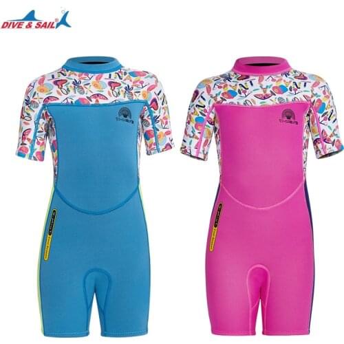 2.5mm Wetsuit One Piece Short Sleeve Neoprene Wetsuit Cold Water Swimming Snorkeling Suit Children Surfing Swimsuit
