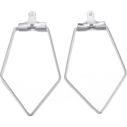50pcs 304 Stainless Steel Pengaton Hoop Earring Findings Components for Jewelry DIY Earring Making Accessories 36~36.5x21x0.7mm