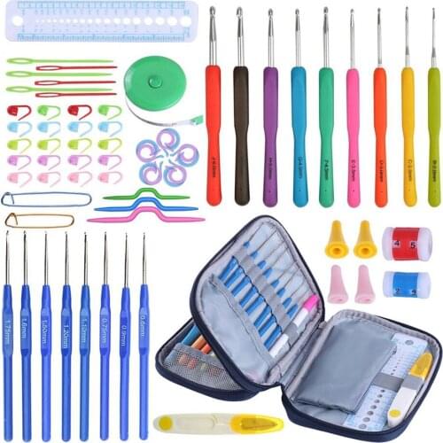 68pcs/Set DIY Knitting Crochet Hooks Set Needles Set With Storage Bag DIY Craft Sewing Tools Knitting Needles tools Aluminum