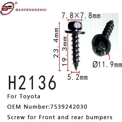 Auto Clip Screw 7539242030 For Toyota Front And Rear Bumpers Screw