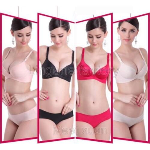 Seamless plus size women sexy bra set lingerie bra briefs sexy ladies underwear set ABC Cup