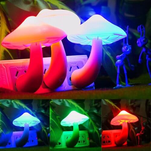 Colorful Energy Saving Mushroom Led Night Light Sensor Control Lamp Bedside Wall Gift For Kid/baby/children Bedroom Bedside Lamp