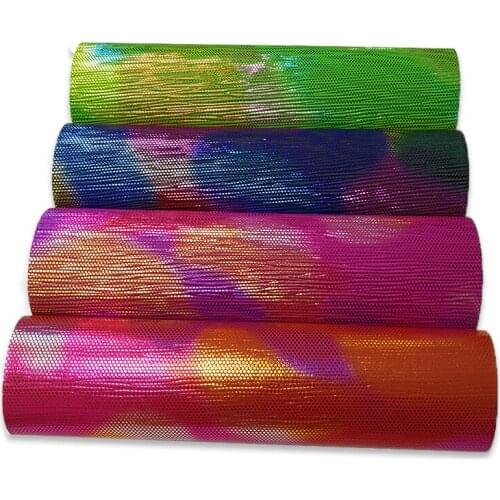 Laser Metallic Effect Colorful Iridescent PU Faux Leather Fabric Sheet for Decorative/DIY Accessories
