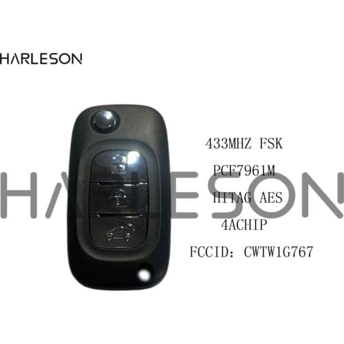 CWTWB1G767 For MERCEDES-BENZ Smart Fortwo 2014+ 433MHz 4A Chip 3 Buttons Head Remote Car Key Fob With Logo