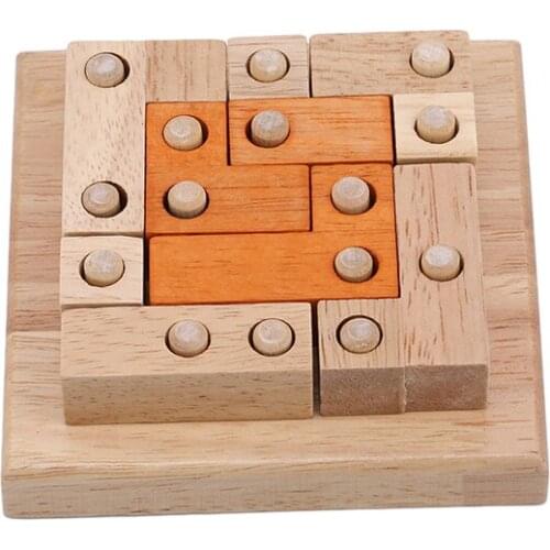 Wood Color Adult Educational Toys Intelligence Geometric Shape Spell Insert Hole Developing Puzzle Games