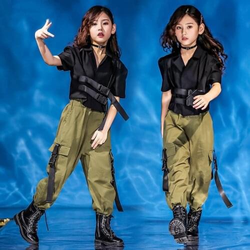 Kids Streetwear Hip Hop Loose Casual Cargo Pants Gril Boy Children Stage Show Jazz Dance Pant Trousers Teens Clothing