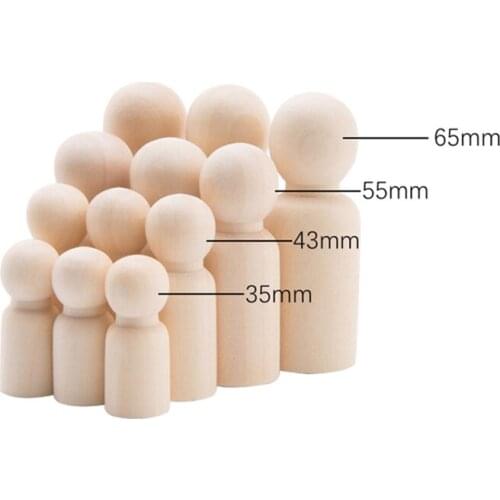 Baby Toys 10pcs Peg Dolls Maple Wood Wedding Dolls Home Decor Diy Nature Wooden Dolls Montessori Toy Baby Products 35/43/55/65mm
