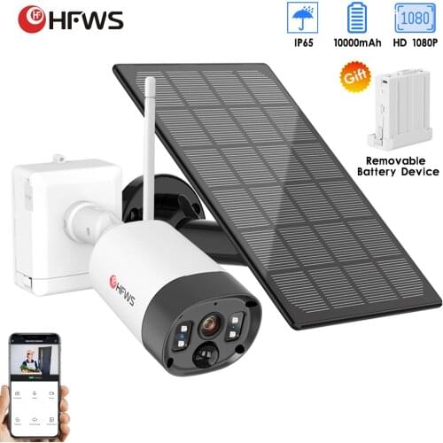 HFWVISION Wireless Wifi Battery Solar Camera Outdoor 1080P Video Surveillance Cameras With Wifi