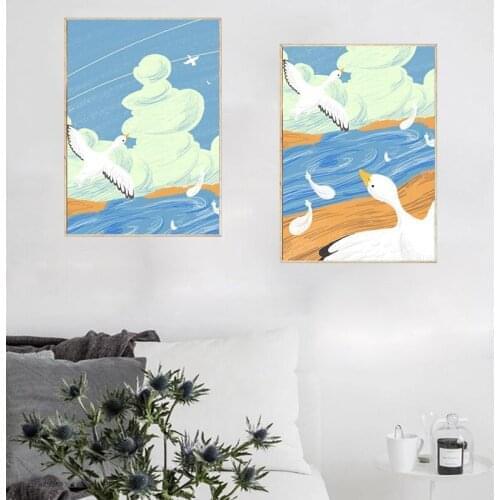 GATYZTORY 2PC Frame DIY Painting By Numbers Animal White Goose Picture By Numbers Handpainted Oil Painitng For Home Decors