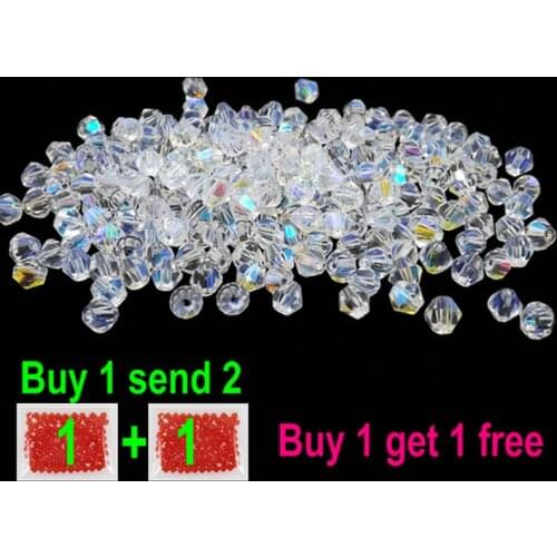 Buy 1 and get 1 free total 200pcs Colorful 4mm Bicone Crystal Beads Glass Beads Loose Spacer Beads bracelet Jewelry Making DIY