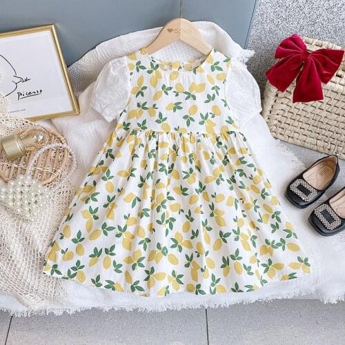 Girls fashion floral dress 2021 summer baby children summer princess dress kids puff sleeve casual party birthday costume