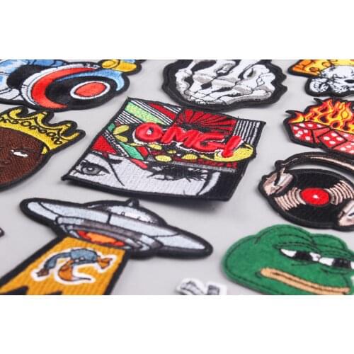 Iron On Patch For Clothing Punk Skull Hippie Biker Mexican Rock Appliqued Decoration For Backpack Stripes On Clothes Embroidered