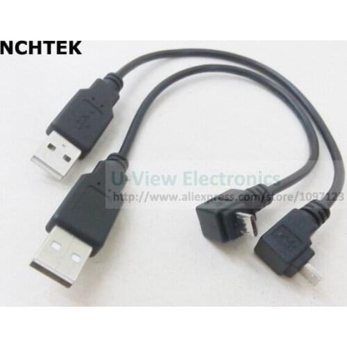NCHTEK Down Angled 90 Degree Micro USB Data Charge Cable/Cord About 25CM/Free Shipping/10PCS