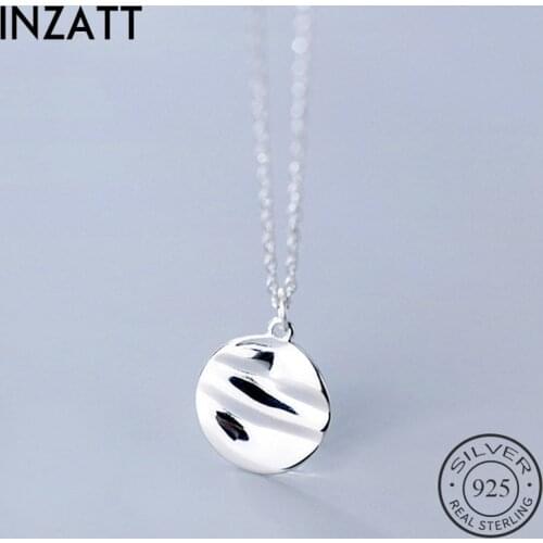 INZATT Real 925 Sterling Silver Minimalist Wave Round Necklace For Fashion Women Party Hophip Fine Jewelry 2019 Accessories Gift