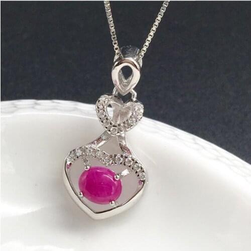 Ruby necklace pendant Love Heart Style Origin and natural ruby 925 sterling silver For men or women jewelry 5*6mm