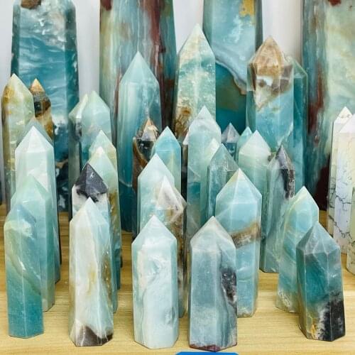 Natural Caribbean Calcite Crystal Points Pillar Polished Healing Chakra Home Decoration Accessories 1pcs