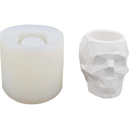 Durable Silicone Skull Flower Pot Mold Cement DIY Succulent Making Clay Mould N58C