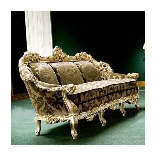 Luxury palace European style three person sofa living room integrated sofa cloth art solid wood furniture