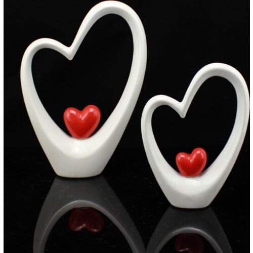 Modern Ceramic Heart-shaped Figurines & Miniatures Ceramic Home decor crafts Furnishing Articles For Wedding decorations