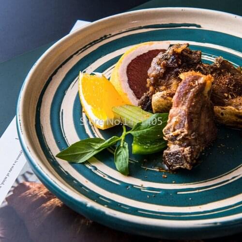 Plate Home Dining Plate Japanese Retro Creative Single Plate Ceramic Rice Bowl Ramen Bowl Tableware Combination Set