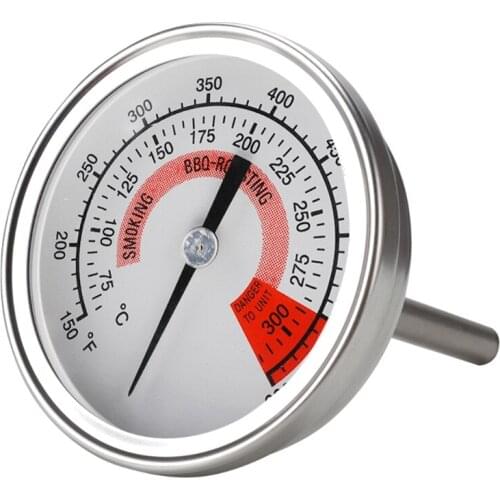 BBQ Thermometer Gauge Charcoal Grill Pit Smoker Temperature Gauge Home Outdoor Barbeque Metal Thermometer w/ Fahrenheit