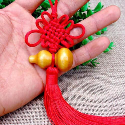 1PC Chinese Knot Feng Shui Wealth Success Copper Coins Lucky Charm Gourd Pendant Home Car Decor