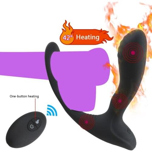 10 Frequency Heating Prostate Massager Vibrator with Penis Ring Delay Ejaculation Anal Stimulator Butt Plug Sex Toys For Men