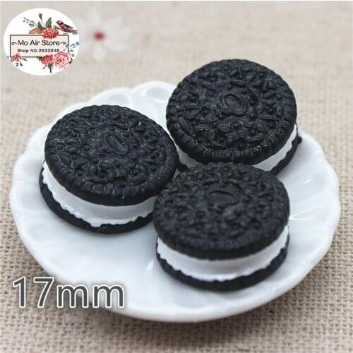10PCS 17mm Cute Oreo Resin Flatback Cabochon Miniature Food Art Supply Decoration Charm Craft DIY