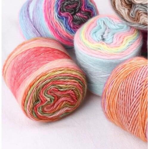 100g Wool Gradient Cake Coil Manual Weaving Medium Thick Yarn Sweater Scarf Hat Line Hook Needle Apartments Cotton Yarns AQ300