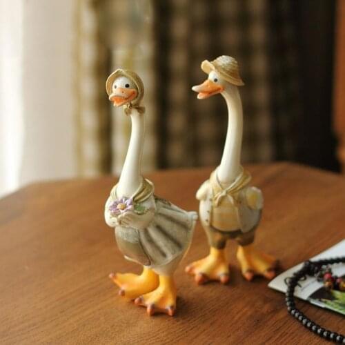 2x Creative Craft Resin Ducks Figurine Decor, Ducks Sculpture Statue, Animal Collectible Figurines for Shelves Table Desk Decor