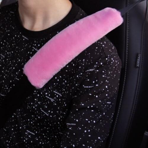 2pcs Soft Plush Seat Belt Cover Shoulder Pad Shoulder Strap Case Comfortable Driving Car Seatbelt