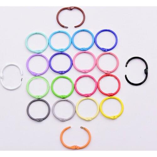 20pcs Colorful 30mm O D Metal Key Ring Buckles DIY Handmade Bags Purse Garment Book Opening Ring Loose Leaf Binding Coil
