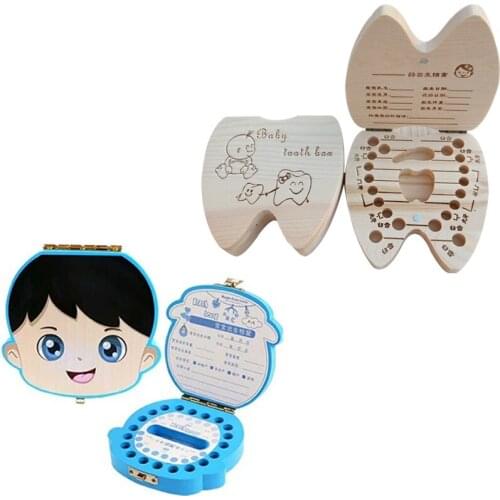 2021 New Baby Tooth Box Wooden Milk Teeth Organizer Storage Boys Girls Save Souvenir Case Creative Baby Tooth Organizer for Kids