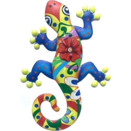 50LB Metal Wall Art Colorful Wrought Iron Lizard Gecko Stylish Decoration Inspirational Sculpture Ornament for Living Room Patio