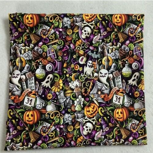 50x105cm Halloween Skull Ghost Pumpkin Printed Cotton Fabric Skull Fabric Patchwork for Cloth Dress Party Home Decor