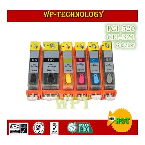 6 color Refillable ink cartridge suit for PGI520 CLI521 ,suit for Canon iP3600 3680 4600 4680 MP540 545 620 630 638 MP980
