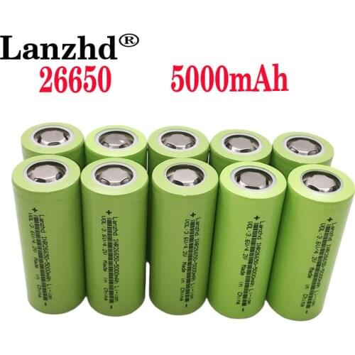 10PCS 2021 New battery 26650 rechargeable battery INR26650 power lithium battery 3.7V 5000mA 50A Suitable for flash light