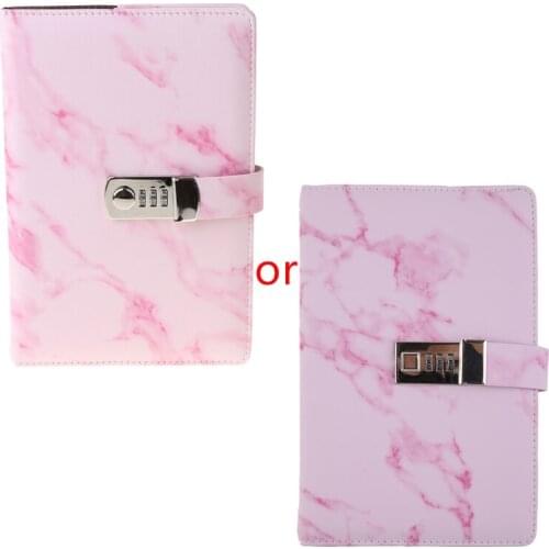 A5 Marble Texture Notebook Password Lock Notebooks Leather Notepad Agenda Weeks X3UF