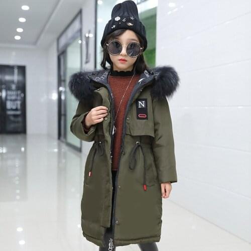 Childrens Down Jacket Girls' Medium Long Childrens Clothing One Coat Two Girls' Thickened Warm Winter Coat