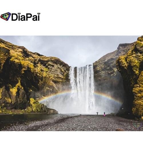 DIAPAI Art 5D Diy Diamond Painting "Waterfall rainbow" Diamond Pictures Cross Stitch 3D Rhinestone Embroidery Decor A25367