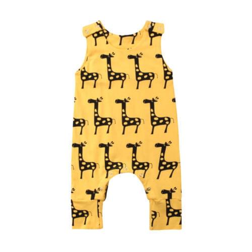 Newborn Toddler Baby Boys Girls Cartoon Giraffe Romper Sleeveless Jumpsuit Outfits