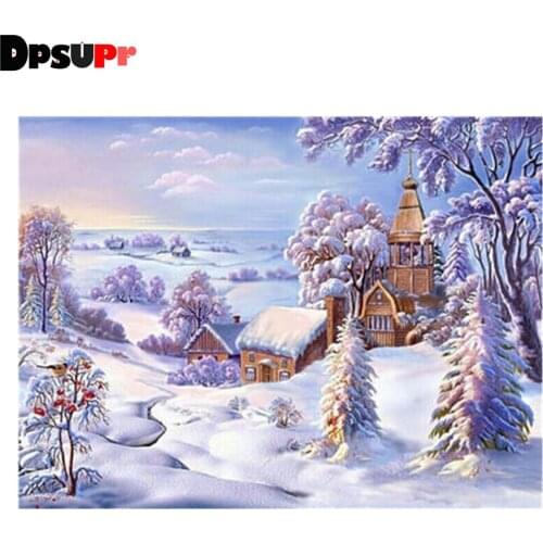 Dpsupr Full Square/Round Drill 5D DIY Diamond Painting "Snow Scenery" Diamond Embroidery Cross Stitch Decor Christmas Gift BH15