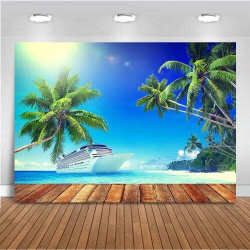 Sandy Beach Backdrop for Photography Summer Holiday Flower Background for Photo Booth Studio coconut tree Party Decor