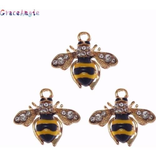 GraceAngie 2pcs Bee Animal Jewelry Pendant Necklace Bracelet Chamrs Crafts Handmade Crafts Earrings Pendant Fashion Crystal Dec