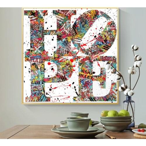 Graffiti Art HOPE Wordart Canvas Art Posters and Print Modern Abstract Canvas Paintings on The Wall for Home Decor Pictures