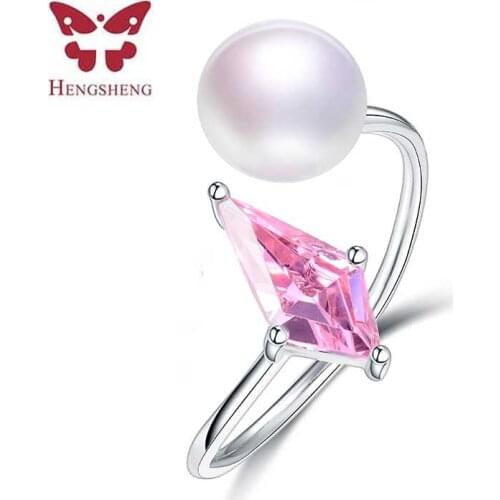 HENGSHENG wedding classic anniversary ring, lowest price 100% real natural freshwater pearl jewelry ring, 9-9.5mm top pearl ring